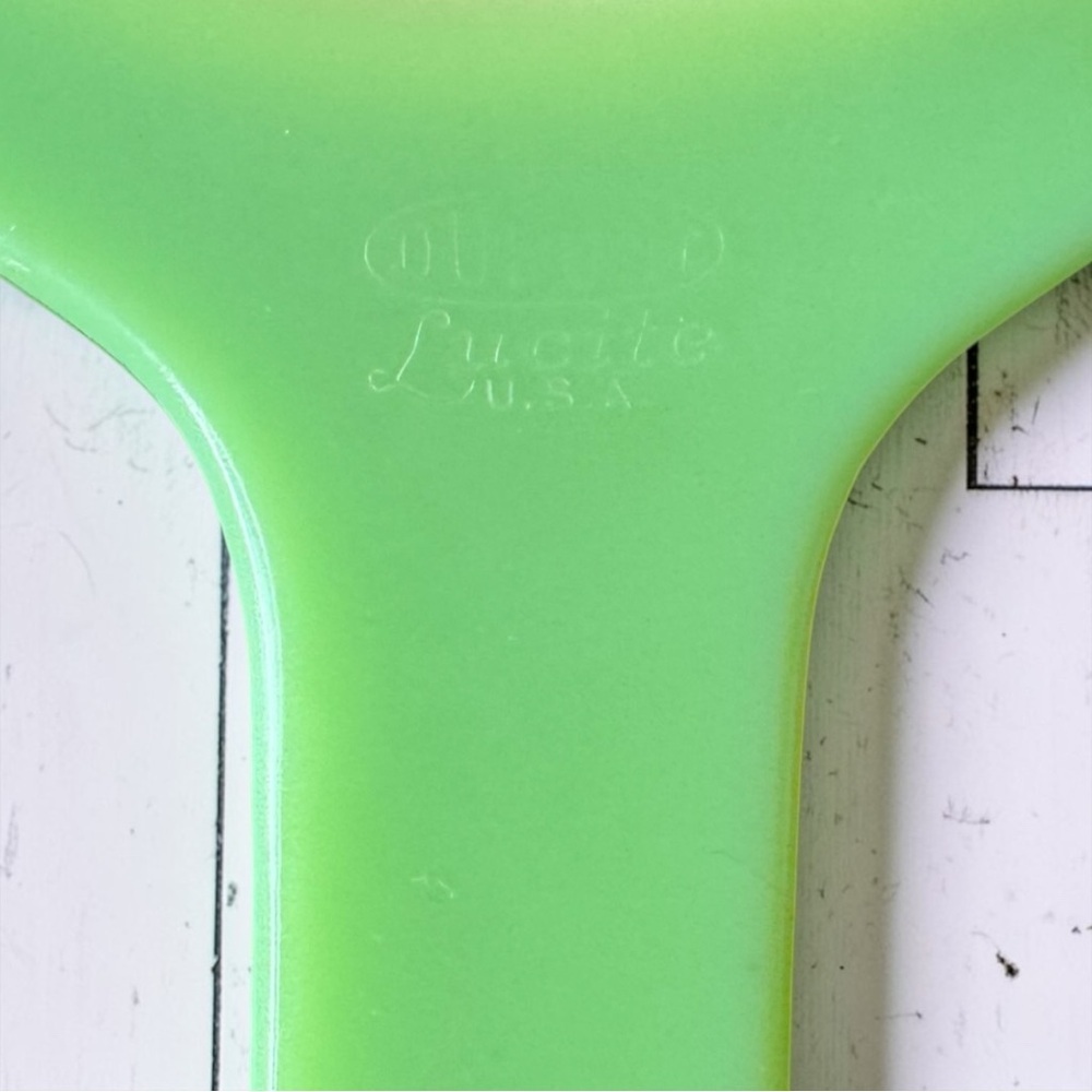 Vintage DuPont Lucite Hand Mirror Green Yellow Vanity Mirror Retro Table Mirror - Picture 8 of 13
